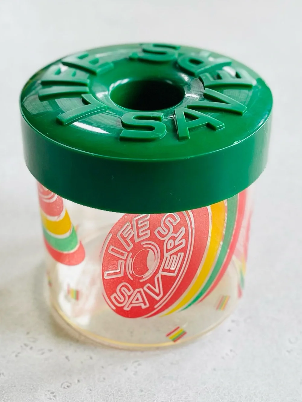 Vintage Plastic Life Savers Candy Container Jar with Lid Lifesavers